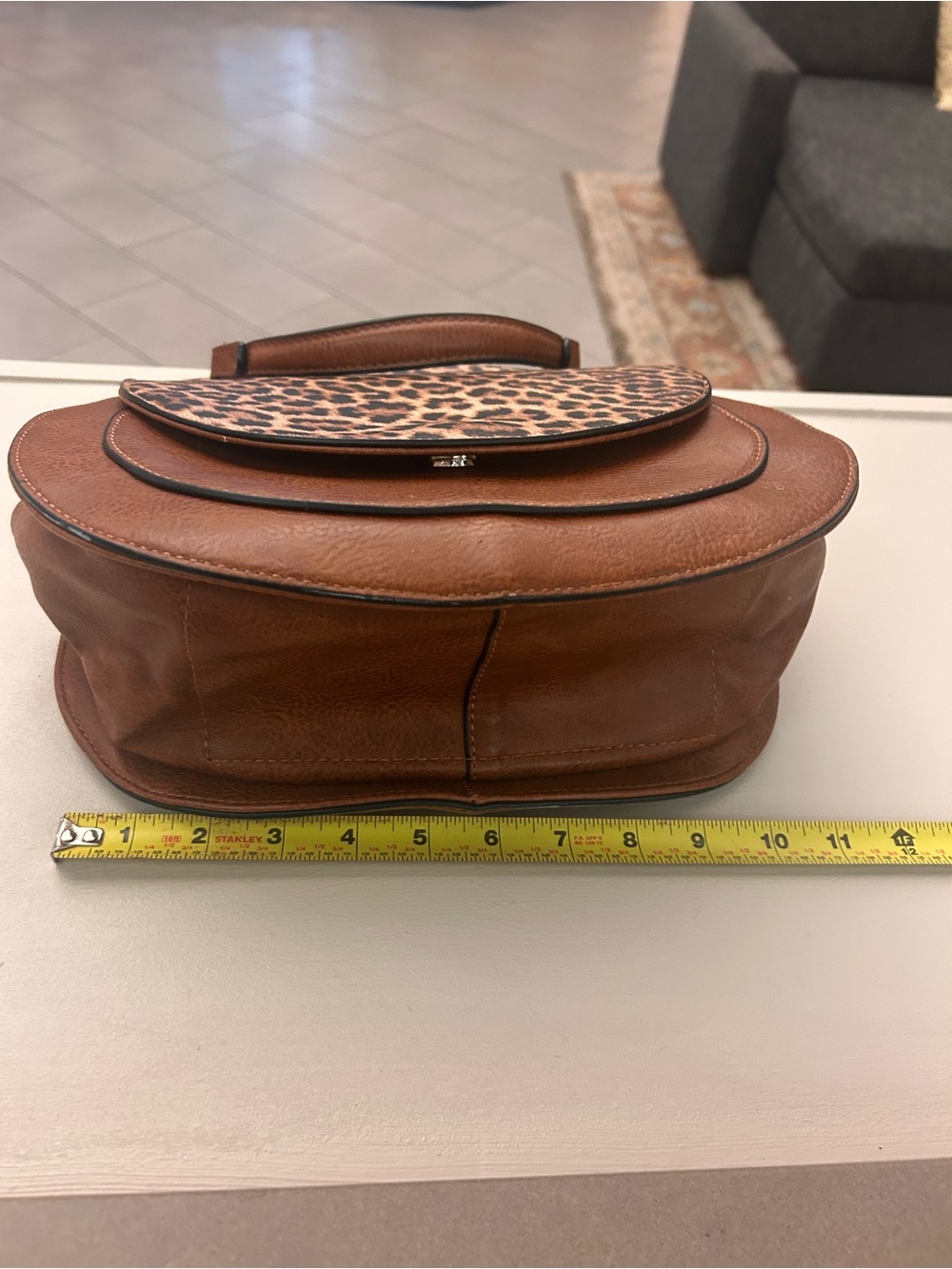 Bag Leopard-Print Flap Satchel in Brown Jenn and Company - Picture 4 of 8